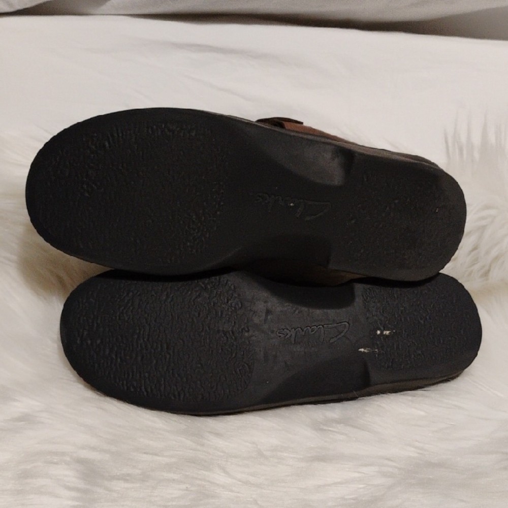 Clarks Dark Brown Leather Slip-Ons Loafers/Mules Sz.10M Worn Once #95 CRATE - Picture 10 of 10